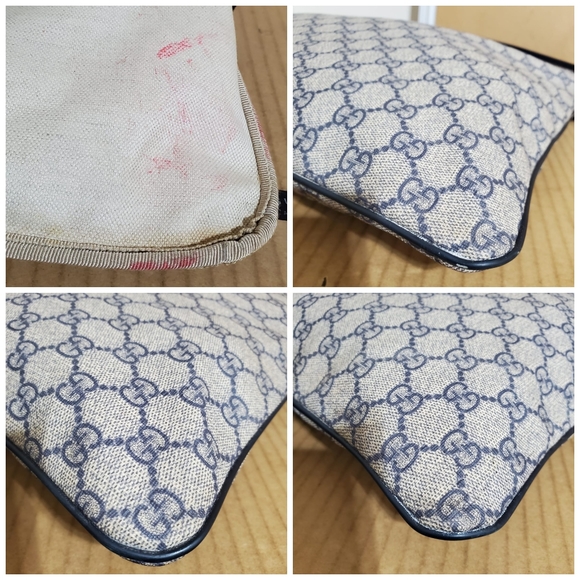 GUCCI GG Plus Monogram Medium Flat Messenger Bag Navy - Picture 10 of 13